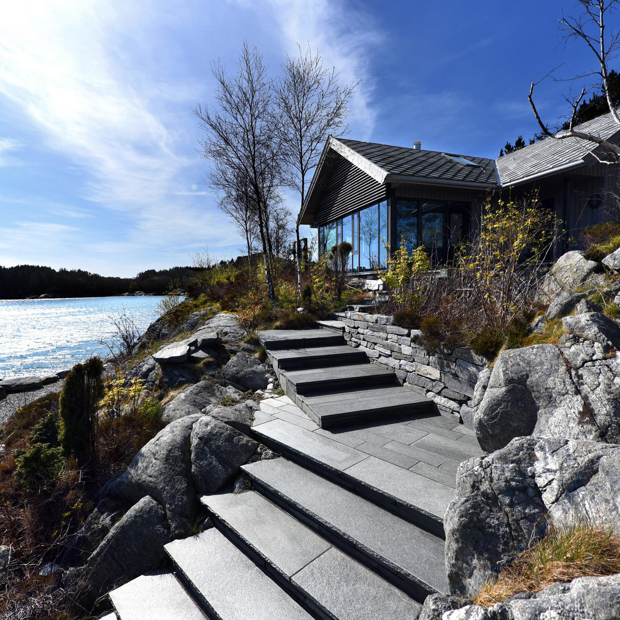 Trinn Mørk Oppdal natur hugget kant 25mm - Skiferbutikken